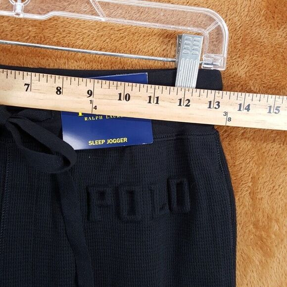 POLO RALPH LAUREN Pants Mens Small Black Drawstring Jogger Waffle Thermal Logo - Picture 7 of 10